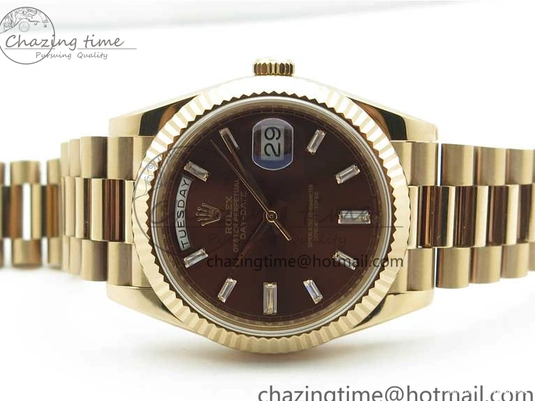 Best AAA Replica Sites Dial 40mm 904 New Version RG Bracelet Bold 228239 2825 President A Crystal Markers Day-Date on RG BP Brown Dial T 0118